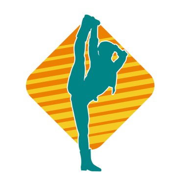 Hareketli bir kadın dansçının silueti. Dans eden zayıf bir kadının silueti..