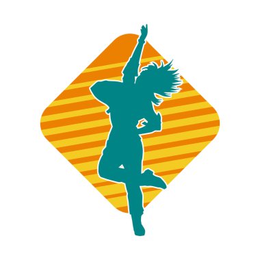 Hareketli bir kadın dansçının silueti. Dans eden zayıf bir kadının silueti..