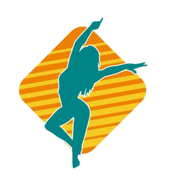 Hareketli bir kadın dansçının silueti. Dans eden zayıf bir kadının silueti..