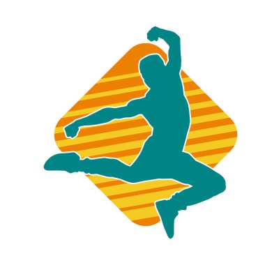 Zıplayan bir adamın silueti. Sıradan bir erkeğin silueti..