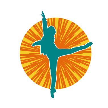 Hareketli bir kadın balerin silueti. Dans eden balerin kızın silueti..