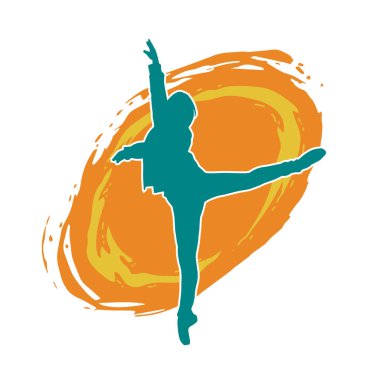 Hareketli bir kadın balerin silueti. Dans eden balerin kızın silueti..