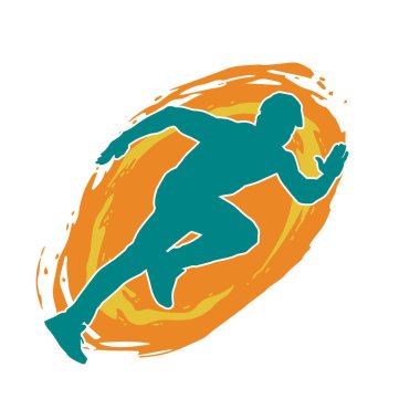 Koşu pozisyonundaki bir adamın silüeti. Siluet erkek koşusu pozu.