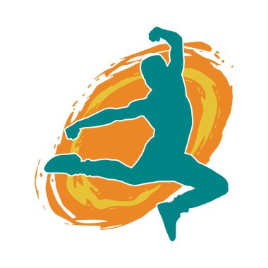 Zıplayan bir adamın silueti. Sıradan bir erkeğin silueti..