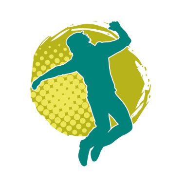 Poz veren bir erkek dansçının silueti. Dans eden bir adamın silueti.