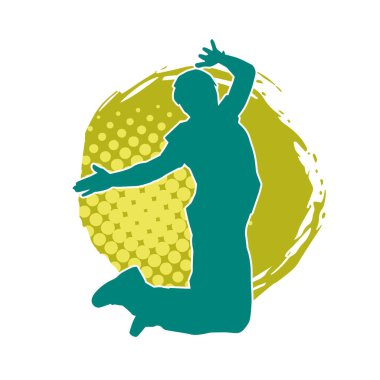 Zıplayan bir adamın silueti. Sıradan bir erkeğin silueti..