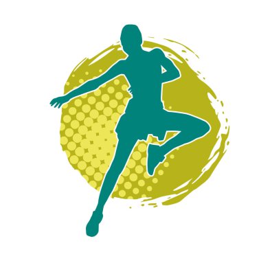 Zayıf kadın silueti egzersiz yapıyor. Spor yapan, spor yapan bir kadının silüeti.. 