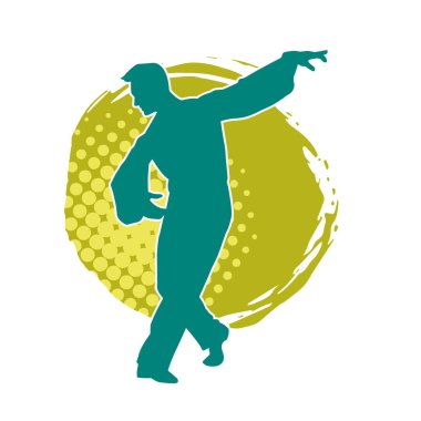 Poz veren bir erkek dansçının silueti. Dans eden bir adamın silueti.