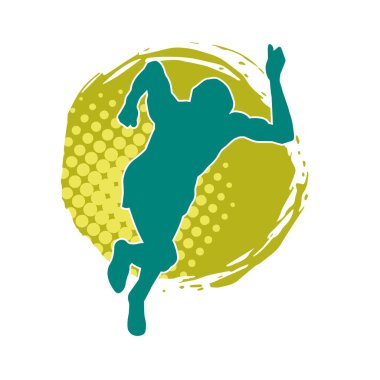 Koşu pozisyonundaki bir adamın silüeti. Siluet erkek koşusu pozu.