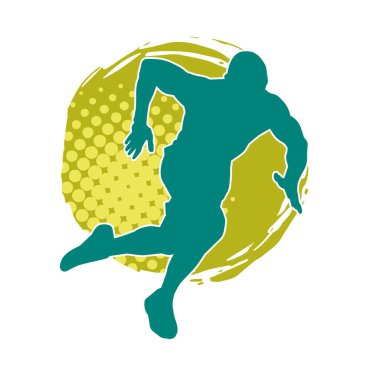 Koşu pozisyonundaki bir adamın silüeti. Siluet erkek koşusu pozu.