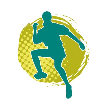 Zayıf kadın silueti egzersiz yapıyor. Spor yapan, spor yapan bir kadının silüeti.. 