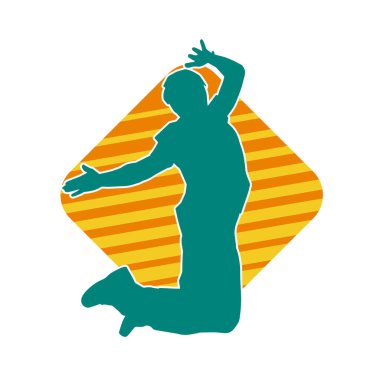 Zıplayan bir adamın silueti. Sıradan bir erkeğin silueti..