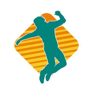 Poz veren bir erkek dansçının silueti. Dans eden bir adamın silueti.