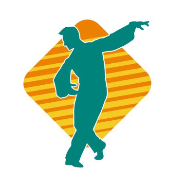 Poz veren bir erkek dansçının silueti. Dans eden bir adamın silueti.