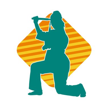 Dövüş sanatları yapan zayıf bir kadının silueti. Dövüş sanatlarında çalışan bir kadının silueti..