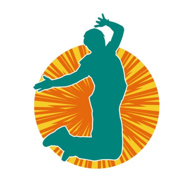 Zıplayan bir adamın silueti. Sıradan bir erkeğin silueti..