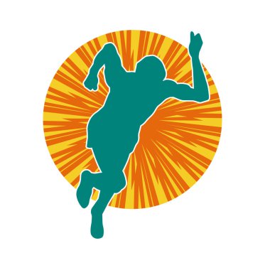 Koşu pozisyonundaki bir adamın silüeti. Siluet erkek koşusu pozu.