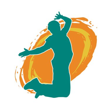 Zıplayan bir adamın silueti. Sıradan bir erkeğin silueti..