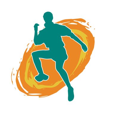 Zayıf kadın silueti egzersiz yapıyor. Spor yapan, spor yapan bir kadının silüeti.. 