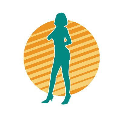 Dar kıyafetli genç, zayıf bir kadın modelin silueti. Dişi poziyonunda zayıf bir kadının silueti..