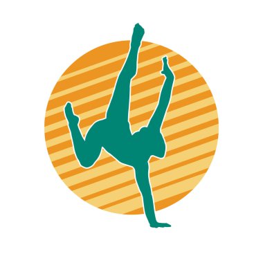 Hareketli bir kadın balerin silueti. Dans eden balerin kızın silueti..