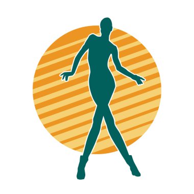 Seksi poz vermiş ince bir kadın modelinin silueti.. 