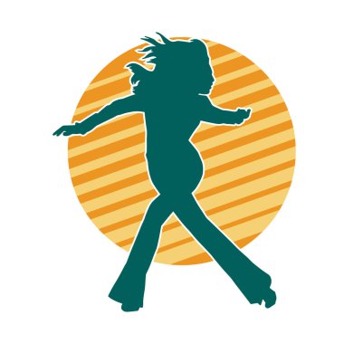 Hareketli bir kadın dansçının silueti. Dans eden zayıf bir kadının silueti..