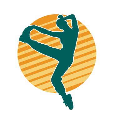 Hareketli bir kadın dansçının silueti. Dans eden zayıf bir kadının silueti..