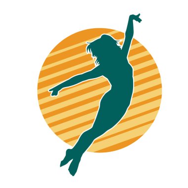 Hareketli bir kadın balerin silueti. Dans eden balerin kızın silueti..