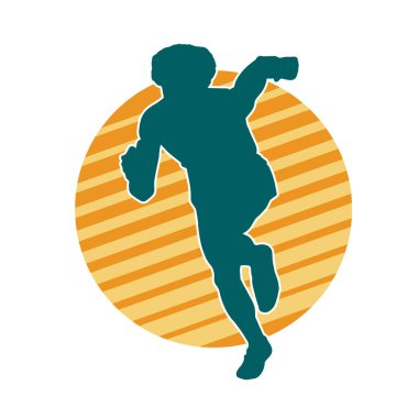 Koşu pozisyonundaki bir adamın silüeti. Siluet erkek koşusu pozu.