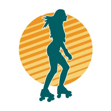 Paten kayan bir kadının silüeti. Sportif kadın silueti Tekerlekli sandalyede iyi eğlenceler.