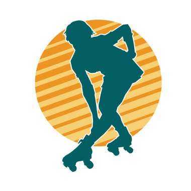 Paten kayan bir kadının silüeti. Sportif kadın silueti Tekerlekli sandalyede iyi eğlenceler.