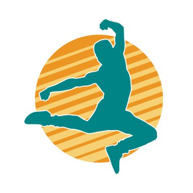 Zıplayan bir adamın silueti. Sıradan bir erkeğin silueti..