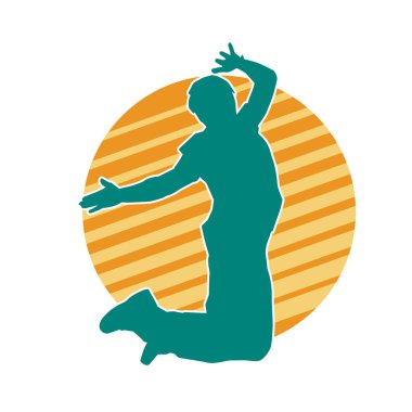 Zıplayan bir adamın silueti. Sıradan bir erkeğin silueti..