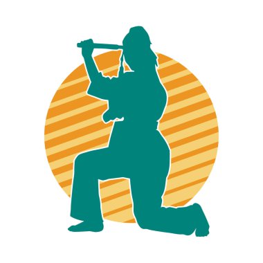 Dövüş sanatları yapan zayıf bir kadının silueti. Dövüş sanatlarında çalışan bir kadının silueti..