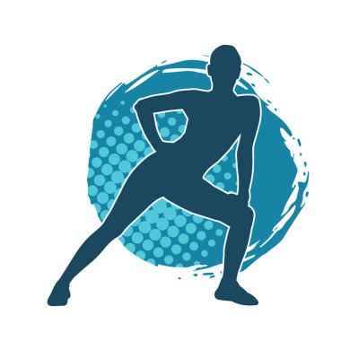 Zayıf kadın silueti egzersiz yapıyor. Spor yapan, spor yapan bir kadının silüeti.. 