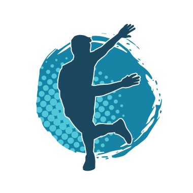 Hareket halindeki bir erkek dansçının silueti. Dans eden zayıf bir adamın silueti..