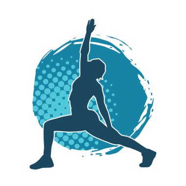 Zayıf kadın silueti egzersiz yapıyor. Spor yapan, spor yapan bir kadının silüeti.. 