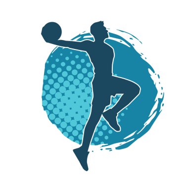 Basket oyuncusunun silueti hareket halinde. Bir erkek basket topu atleti silueti..