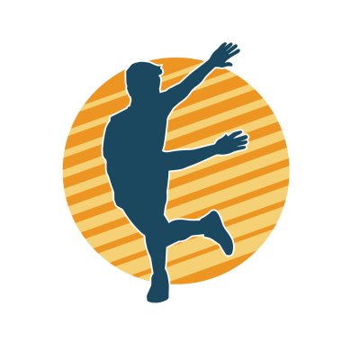 Dans eden bir adamın silueti. Erkek dansçı silueti poz veriyor..