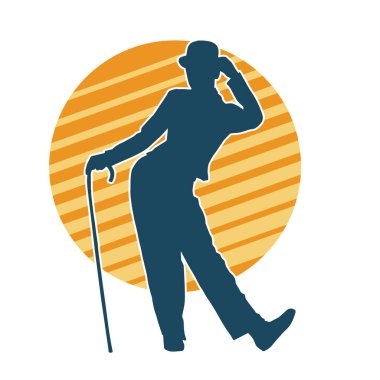 Hareketli kadın kabare dansçısının silueti. Şık kıyafetli bir kadının silueti mutlu bir şekilde dans ediyor..