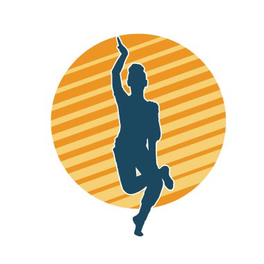 Hareketli bir kadın dansçının silueti. Dans eden zayıf bir kadının silueti..