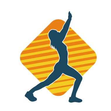 Zayıf kadın silueti egzersiz yapıyor. Spor yapan, spor yapan bir kadının silüeti.. 