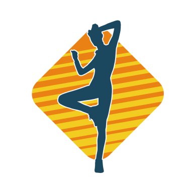 Zayıf kadın silueti egzersiz yapıyor. Spor yapan, spor yapan bir kadının silüeti.. 