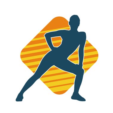 Zayıf kadın silueti egzersiz yapıyor. Spor yapan, spor yapan bir kadının silüeti.. 