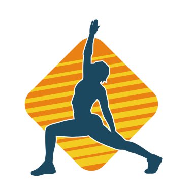 Zayıf kadın silueti egzersiz yapıyor. Spor yapan, spor yapan bir kadının silüeti.. 