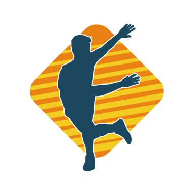 Poz veren bir erkek dansçının silueti. Dans eden bir adamın silueti.