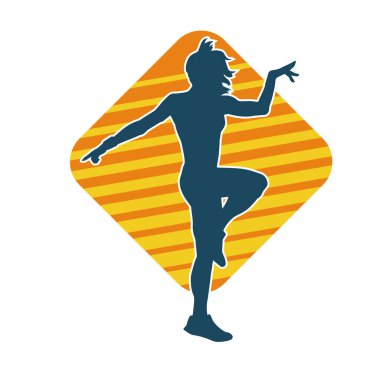 Zayıf kadın silueti egzersiz yapıyor. Spor yapan, spor yapan bir kadının silüeti.. 