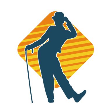 Hareketli kadın kabare dansçısının silueti. Şık kıyafetli bir kadının silueti mutlu bir şekilde dans ediyor..