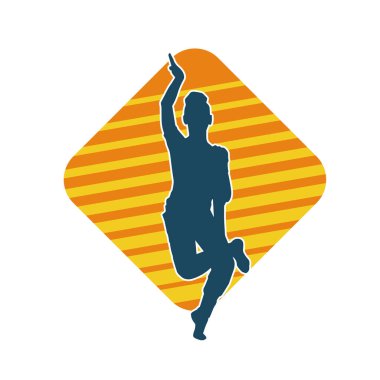 Hareketli bir kadın dansçının silueti. Dans eden zayıf bir kadının silueti..